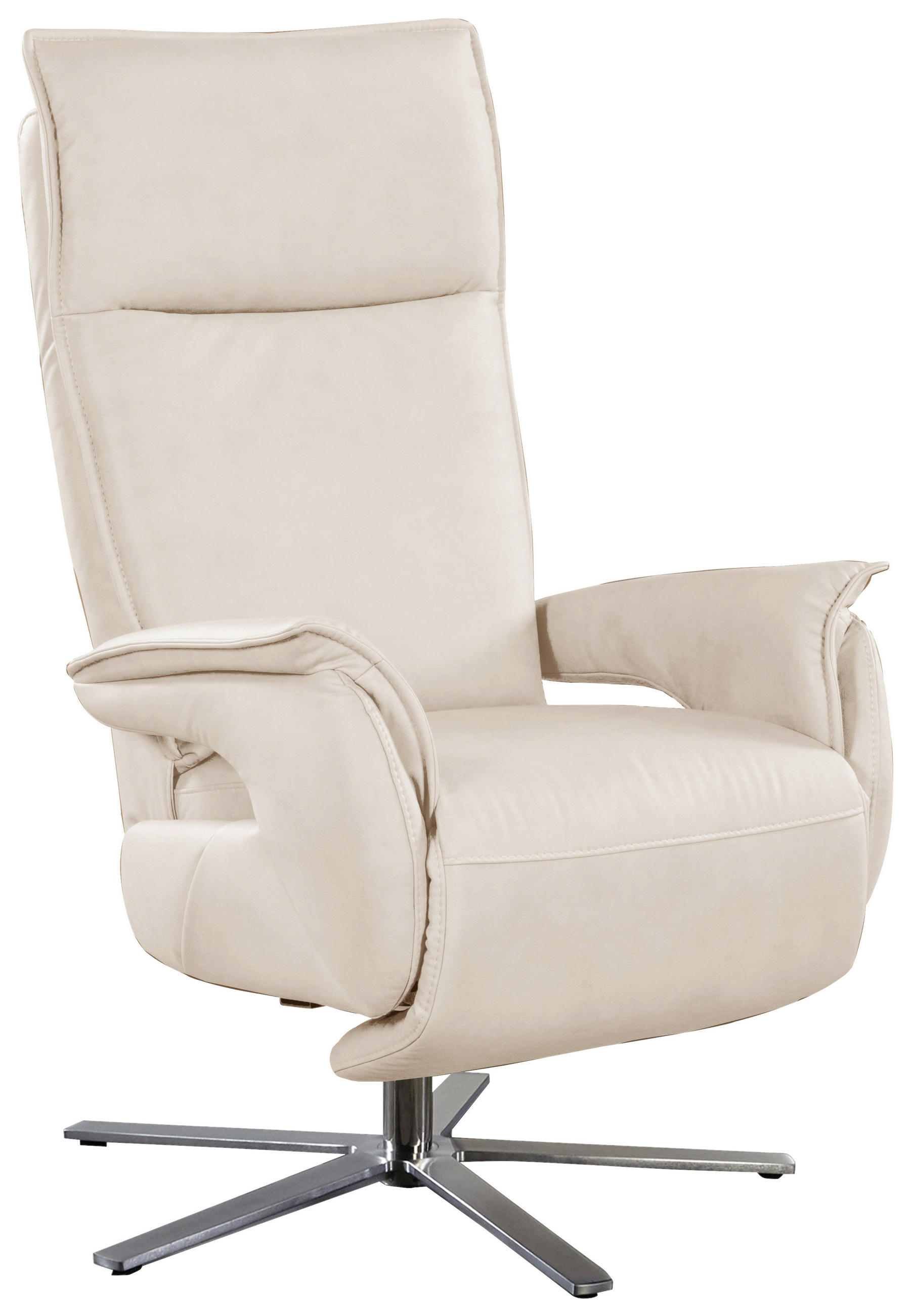 RELAXFÅTÖLJ i läder vit  - stålfärgad/vit, Modern, metall/läder (77/116/80cm) - Livetastic