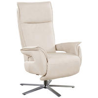 RELAXSESSEL in Leder Weiss  - Weiss/Edelstahlfarben, Modern, Leder/Metall (77/116/80cm) - Livetastic