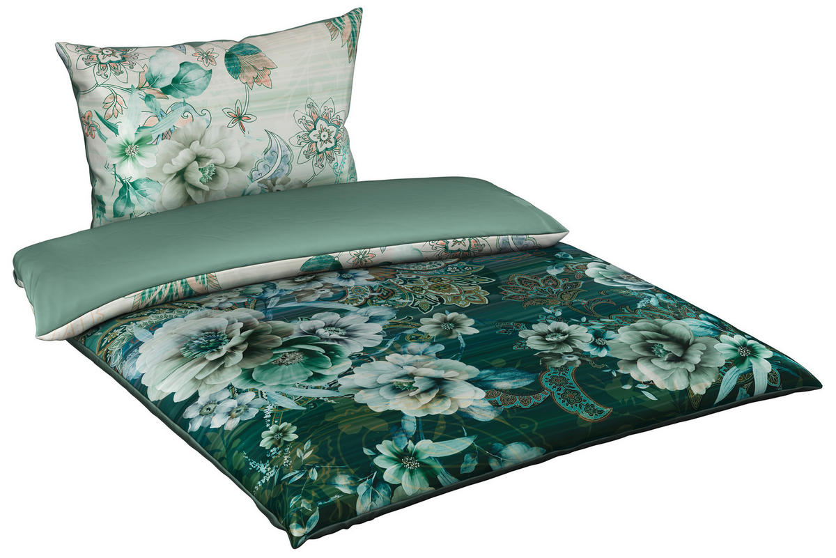 OBOJSTRANNÁ POSTEĽNÁ BIELIZEŇ, satén, zelená, 140/220 cm - zelená, Design, textil (140/220cm) - Esposa