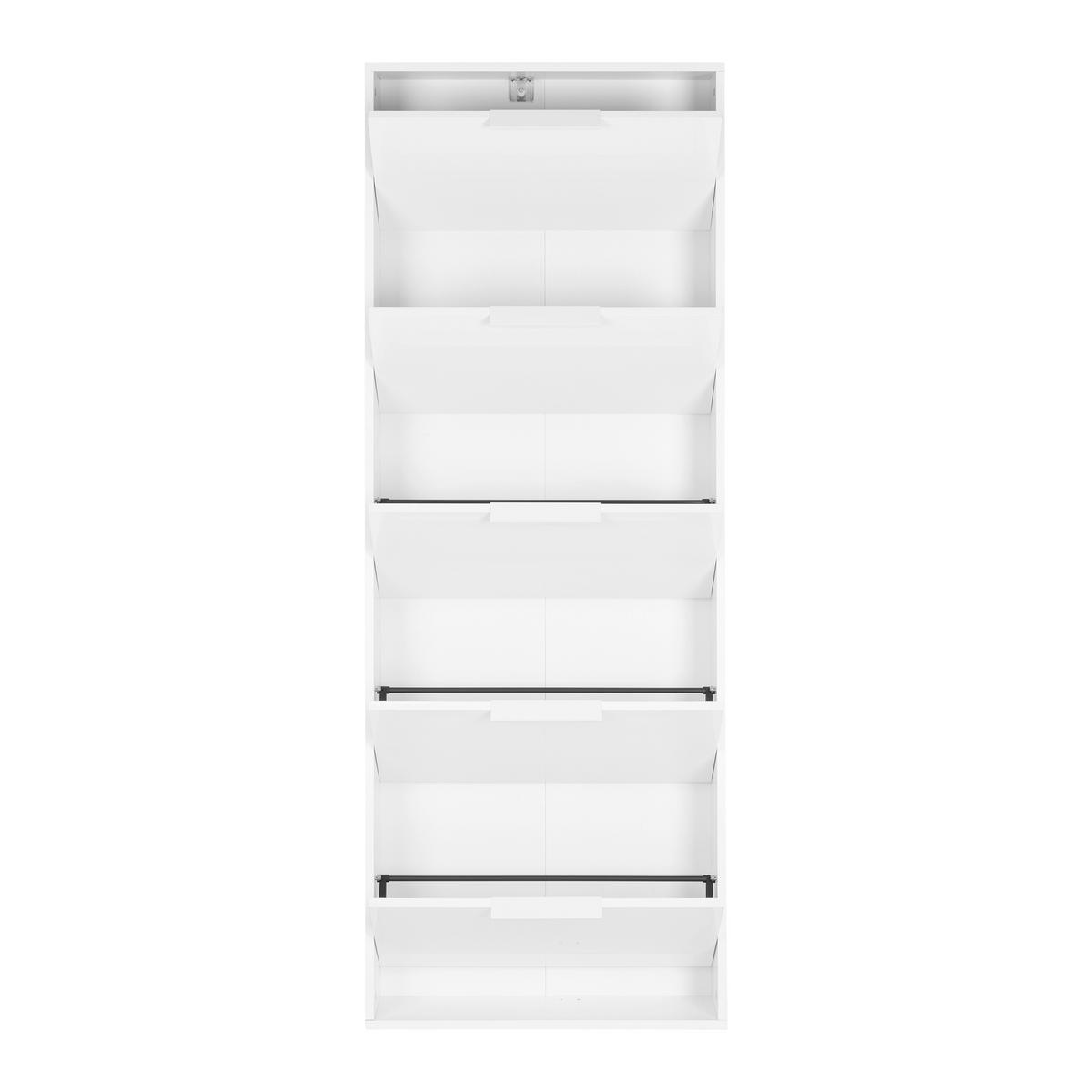 OMARA Z LOPUTAMI ZA ČEVLJE bela, visoki sijaj - bela/visoki sijaj, Design, leseni material (65/173,5/15cm) - Carryhome