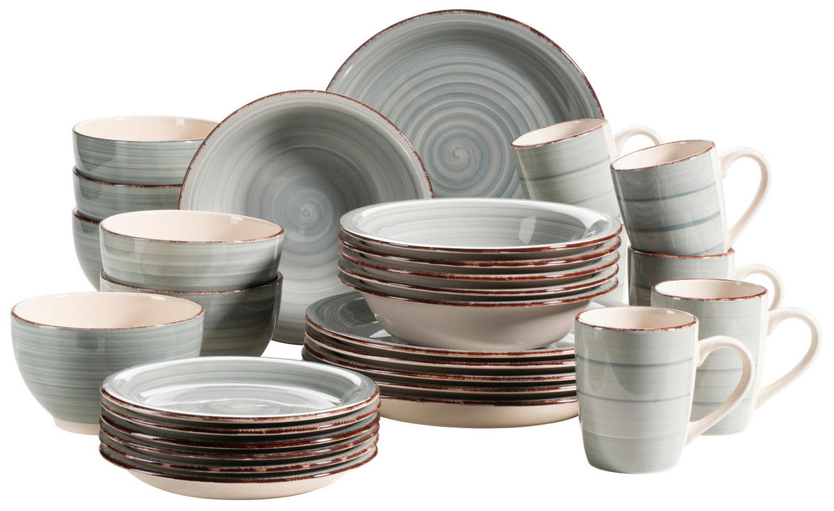 KOMPLETT SERVIS Lumaca 30 delar  - blå/grå, Basics, keramik (60/32/32cm) - Mäser