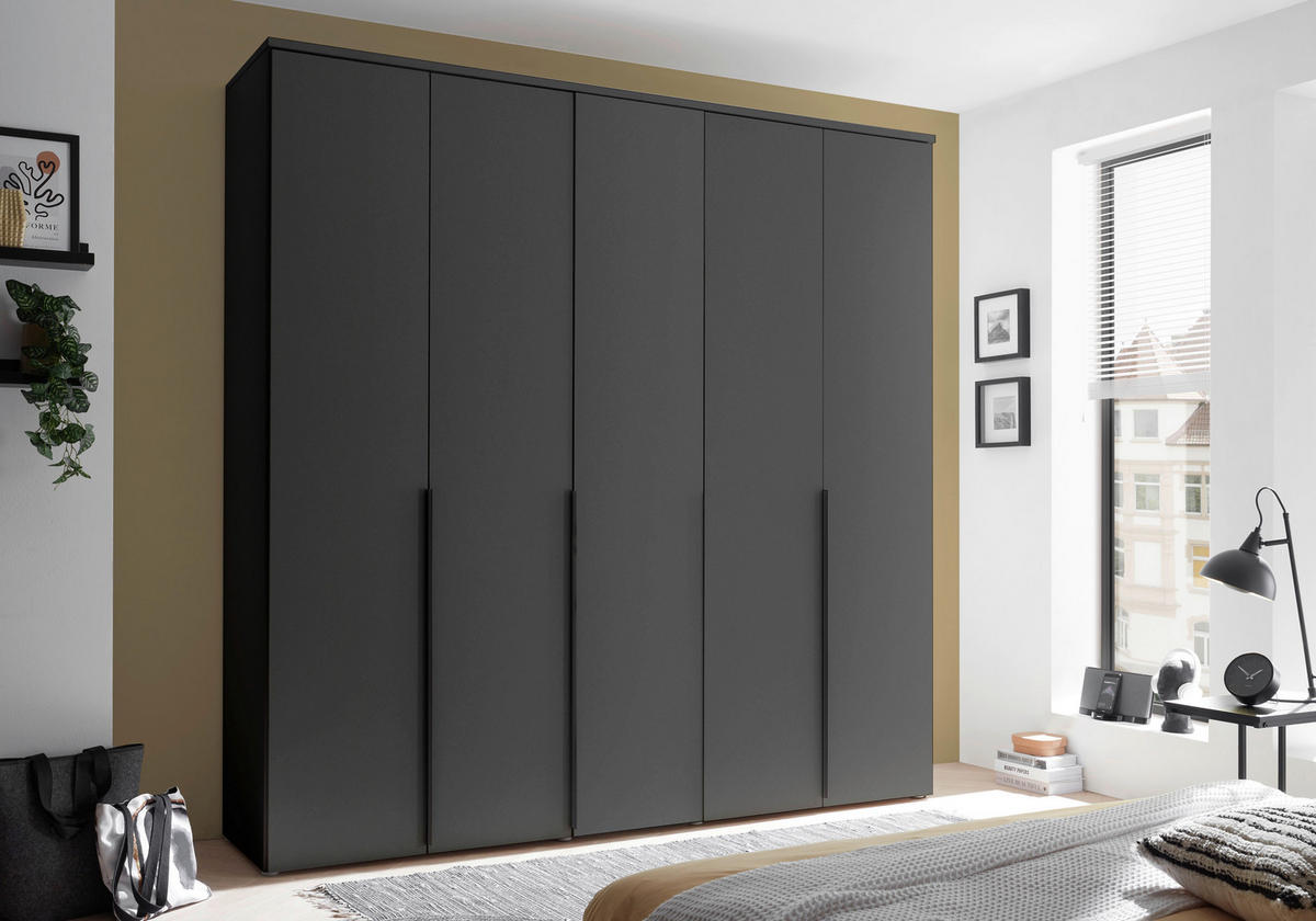 DREHTÜRENSCHRANK  in Graphitfarben  - Schwarz/Graphitfarben, MODERN, Holzwerkstoff/Kunststoff (225/225/52cm) - Carryhome