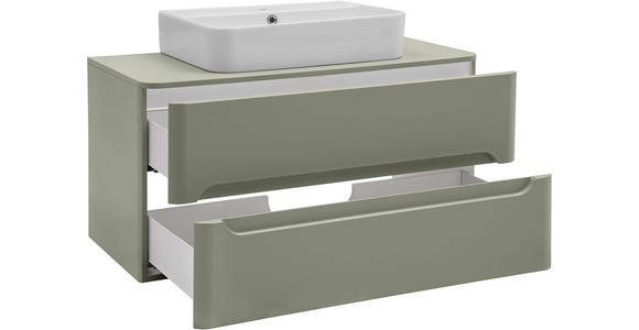 WASCHTISCHKOMBI 101 cm  - Schilfgrün/Weiß, KONVENTIONELL, Keramik/Holzwerkstoff (101cm) - Xora