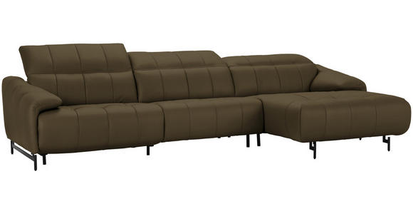 ECKSOFA in Echtleder Taupe 313/165 cm - Taupe/Cognac, Design, Leder/Metall (313/165cm) - Emilio Belluti