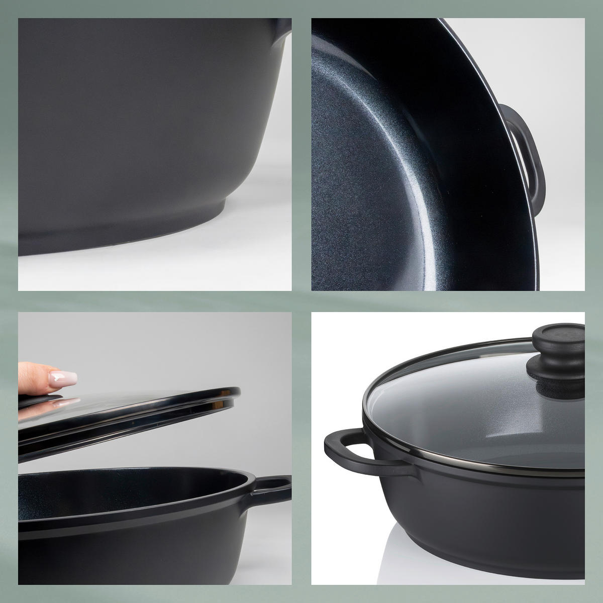 SERVIERPFANNE Atura Keramikbeschichtung  - Schwarz, KONVENTIONELL, Glas/Metall (32/9cm) - Kela