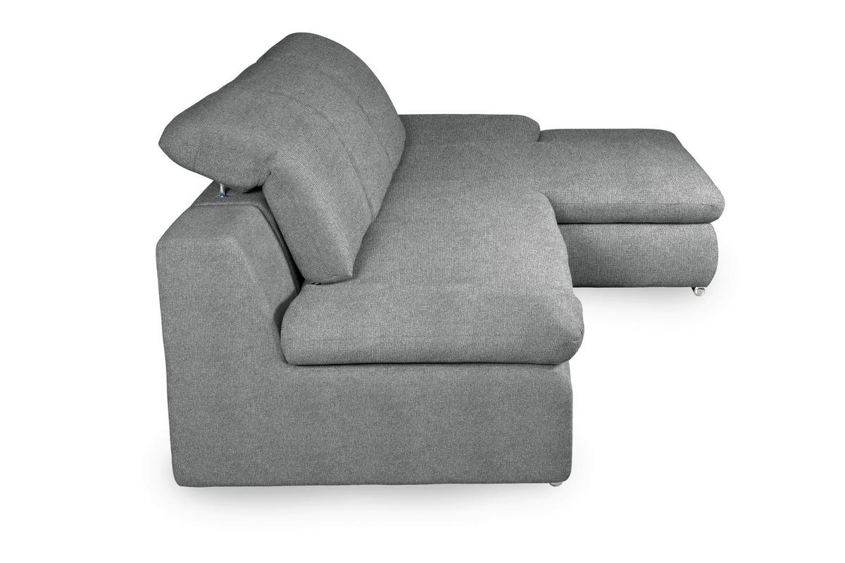 ECKSOFA in Chenille Dunkelgrau  - Chromfarben/Dunkelgrau, Design, Textil/Metall (286/165cm) - Livetastic