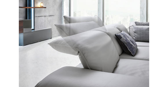 ECKSOFA Biella in Echtleder Hellgrau  295/231 cm  - Dunkelgrau/Anthrazit, Design, Leder/Metall (295/231cm) - Johann Jakob