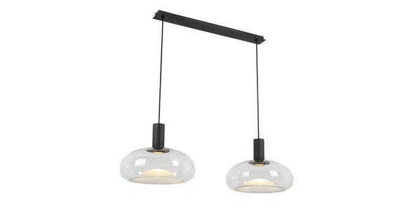 HÄNGELEUCHTE 98,5/37/183 cm - Schwarz, Design, Glas/Metall (98,5/37/183cm) - Dieter Knoll