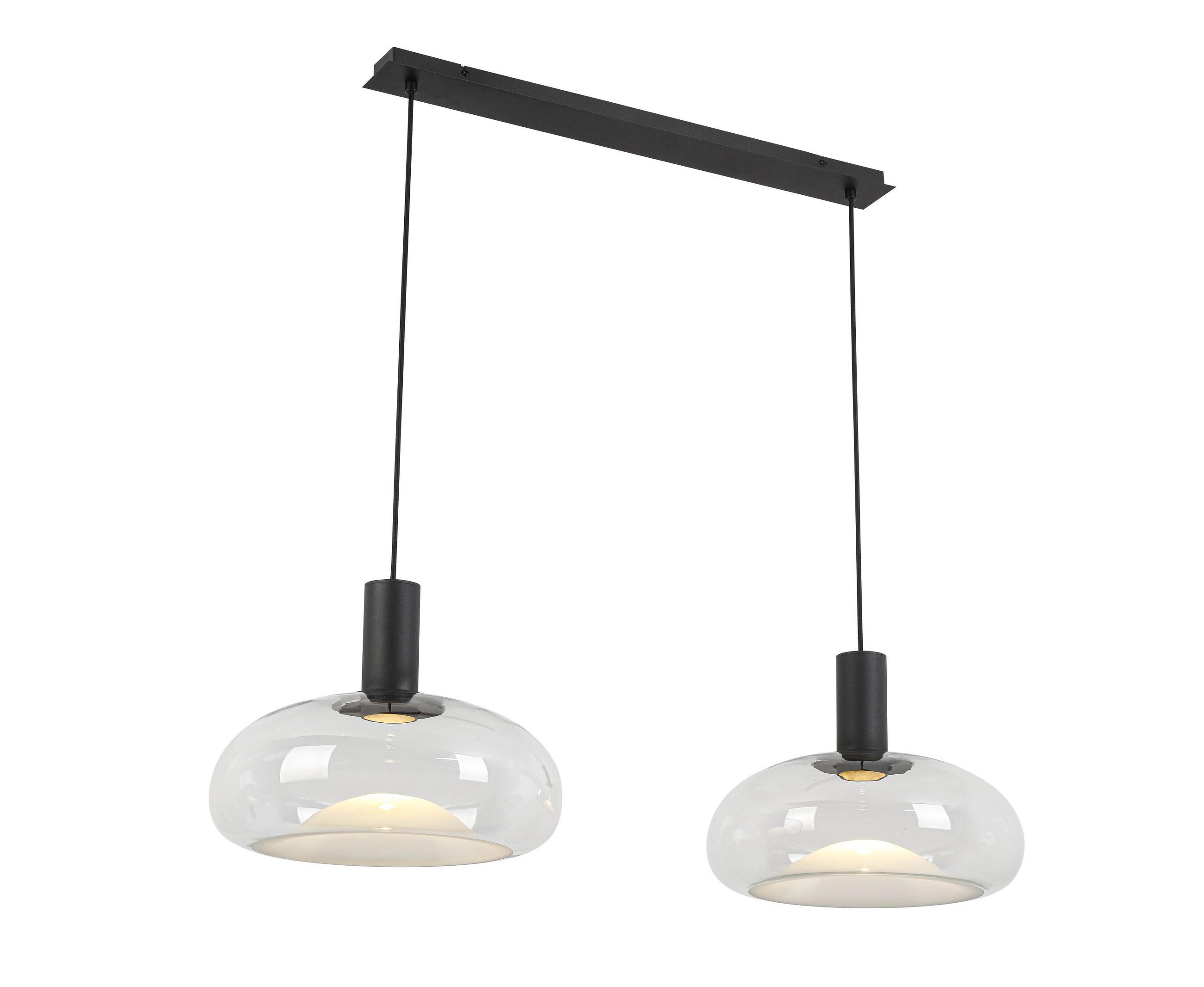 Thumbnail - Dieter Knoll Hängeleuchte Lune, Schwarz, Metall, Glas, Uni,Uni, 37x183x98.5 cm, Lampen & Leuchten, Innenbeleuchtung, Hän...