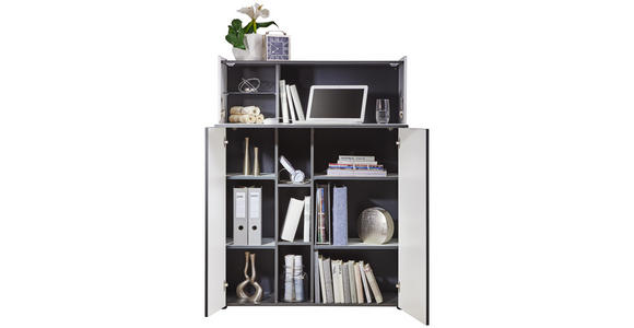 SEKRETÄR Graphitfarben, Weiß - Graphitfarben/Schwarz, Design, Kunststoff (103/141/42cm) - Voleo