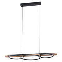 LED-HÄNGELEUCHTE BOYAL 100/40/110 cm  - Schwarz/Braun, Design, Holz/Metall (100/40/110cm) - Eglo