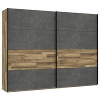 SCHWEBETÜRENSCHRANK 270/211/61 cm 2-türig Eichefarben, Dunkelgrau  - Eichefarben/Dunkelgrau, LIFESTYLE, Holzwerkstoff/Kunststoff (270/211/61cm) - Ti'me