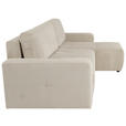 ECKSCHLAFSOFA  mit Cord Creme  - Creme/Schwarz, KONVENTIONELL, Textil (248/146cm) - Xora