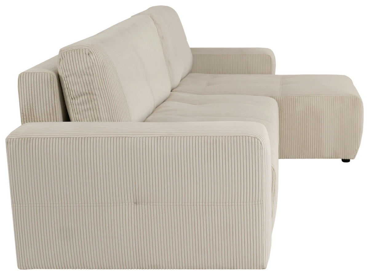 ECKSCHLAFSOFA  mit Cord Creme  - Creme/Schwarz, KONVENTIONELL, Textil (248/146cm) - Xora