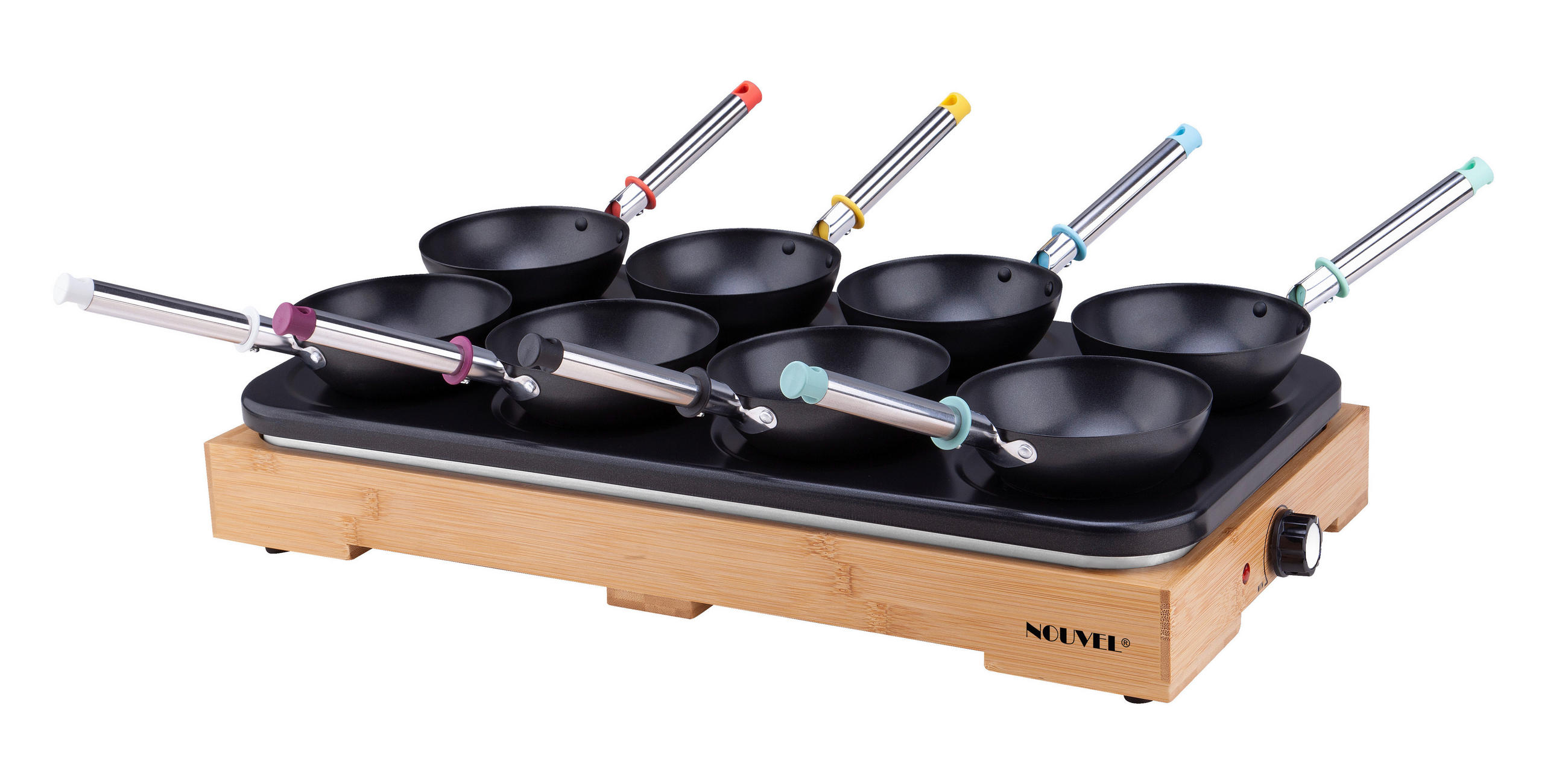PARTY WOKSET  - Schwarz/Braun, Design, Holz/Metall (64/31/12cm) - Nouvel