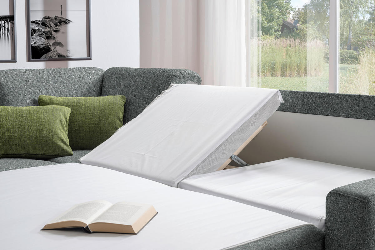 WOHNLANDSCHAFT  in Mikrovelours Graugrün  - Anthrazit/Alufarben, KONVENTIONELL, Textil (158/323/237cm) - Sedda