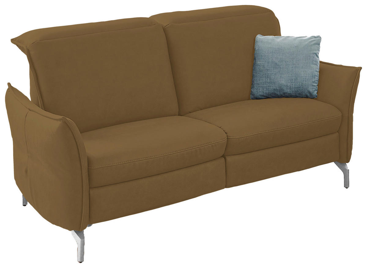 2,5-SITZER in Lederlook (vegan) Olivgrün  - Olivgrün/Nickelfarben, Modern, Textil/Metall (185/89/109cm) - Livetastic