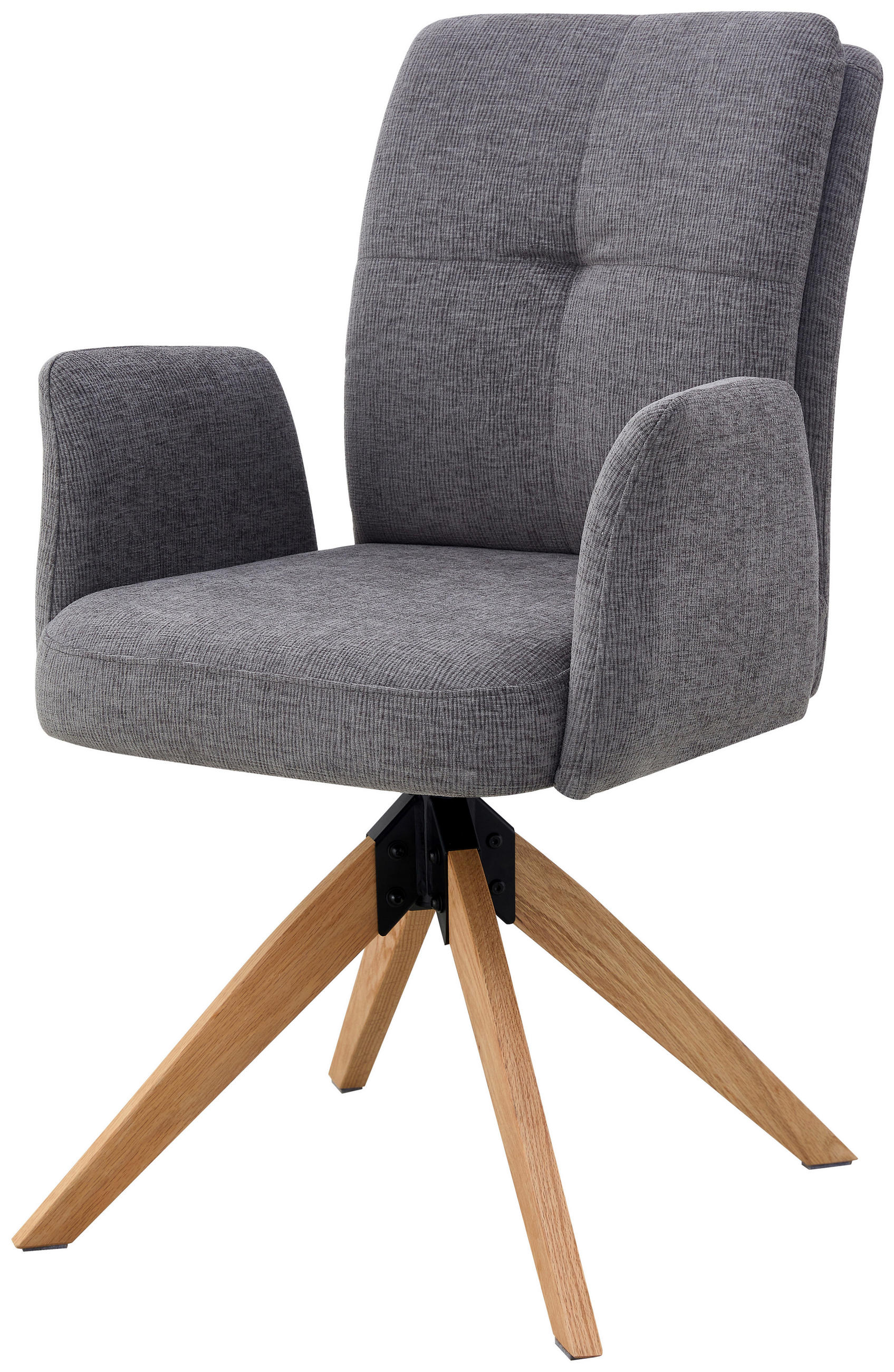 ARMLEHNSTUHL  Sitzfläche 360° drehbar Chenille  Grau  - Naturfarben/Grau, KONVENTIONELL, Holz/Textil (61/94,5/63cm) - Livetastic