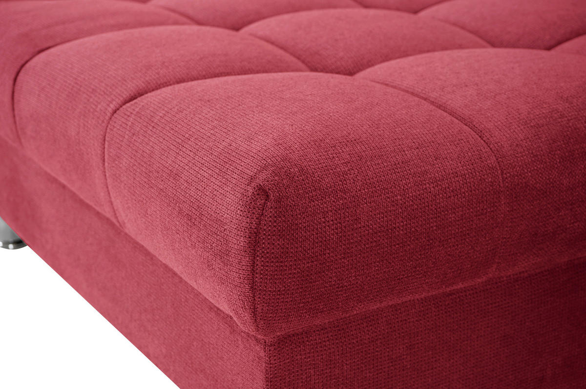 ECKSOFA in Flachgewebe, Mikrofaser Rot  - Chromfarben/Rot, Design, Kunststoff/Textil (198/312cm) - Livetastic
