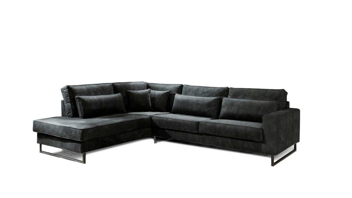 ROHOVÁ SEDAČKA, textil, kompozitné drevo, grafitová - čierna/grafitová, Konventionell, kov/kompozitné drevo (284/253cm) - Livetastic