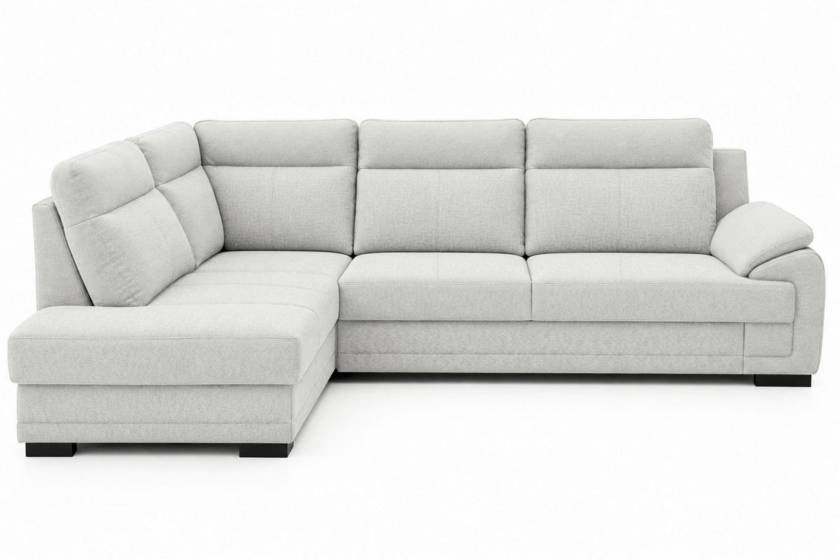 ECKSOFA ALTONA Hellgrau Flachgewebe Bettkasten, Schlaffunktion, Stauraum  - Hellgrau/Schwarz, Basics, Holz/Kunststoff (272/207cm) - MID.YOU