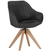 ARMLEHNSTUHL  in Velours  - Anthrazit/Naturfarben, Design, Holz/Textil (60/83/65cm) - Hom`in