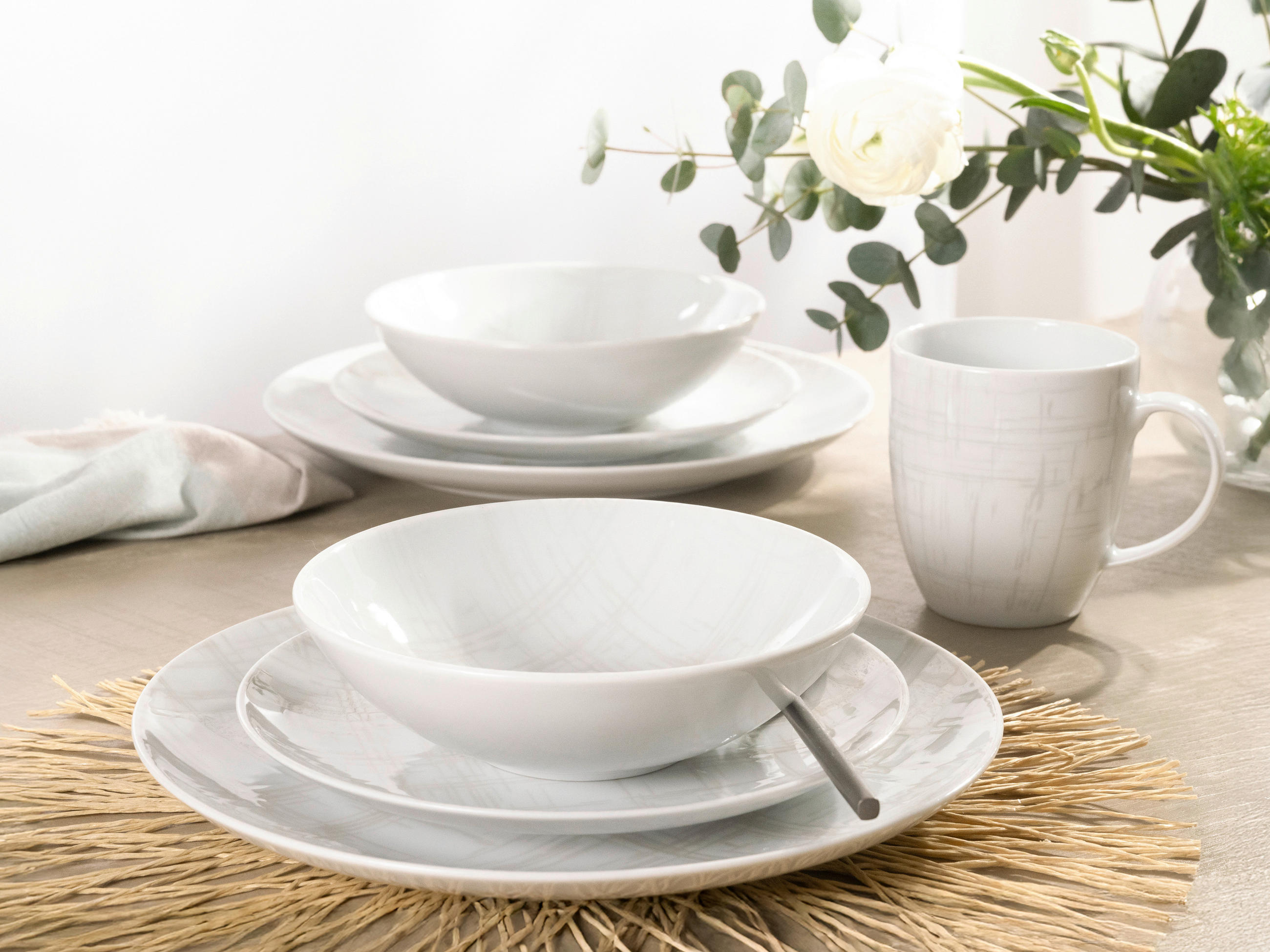 KOMBISERVICE Multicolor, Weiß 16-teilig  - Multicolor/Weiß, Basics, Keramik - Creatable