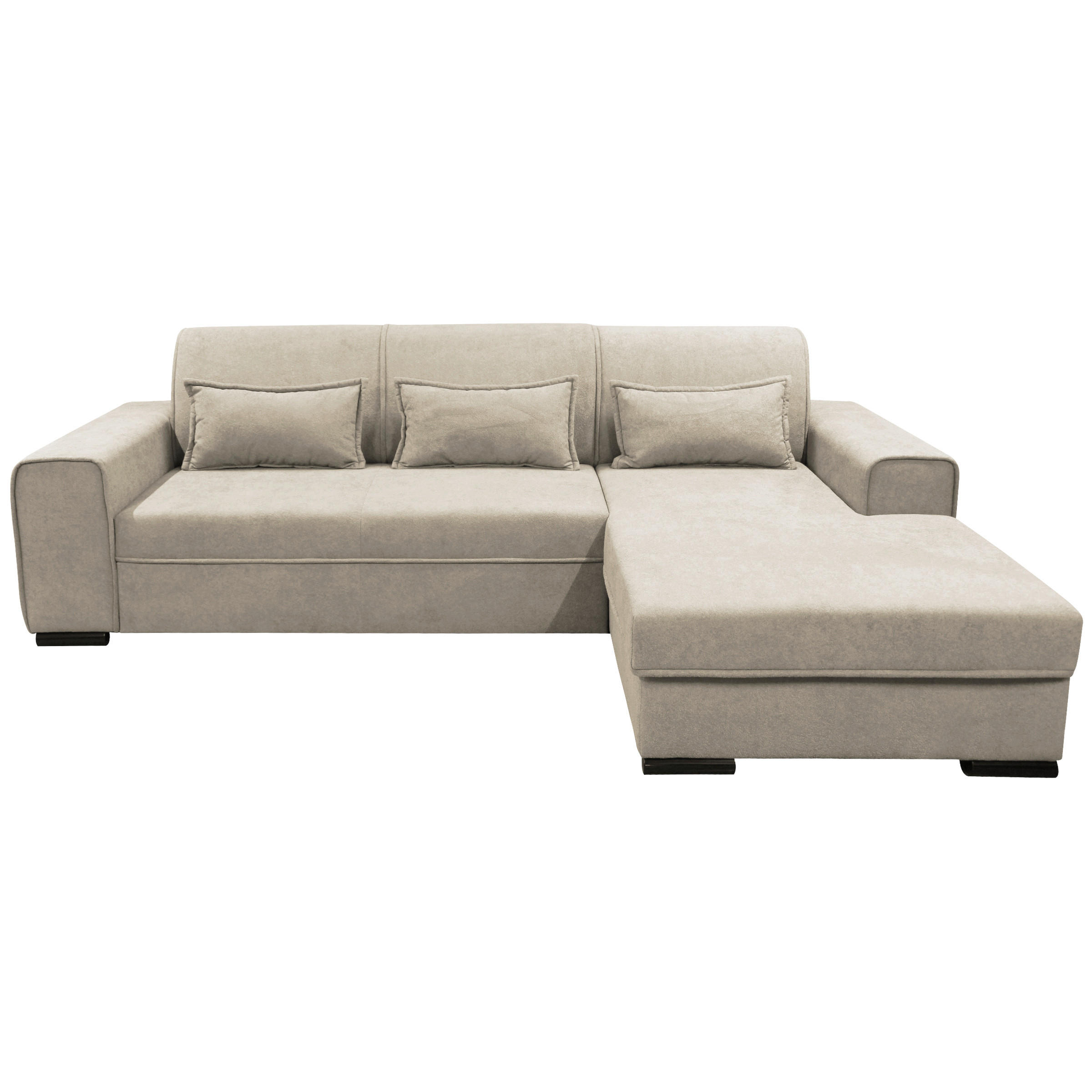 ECKSOFA Beige Struktur, Bouclé  - Beige/Schwarz, Design, Kunststoff/Textil (270/175cm) - MID.YOU
