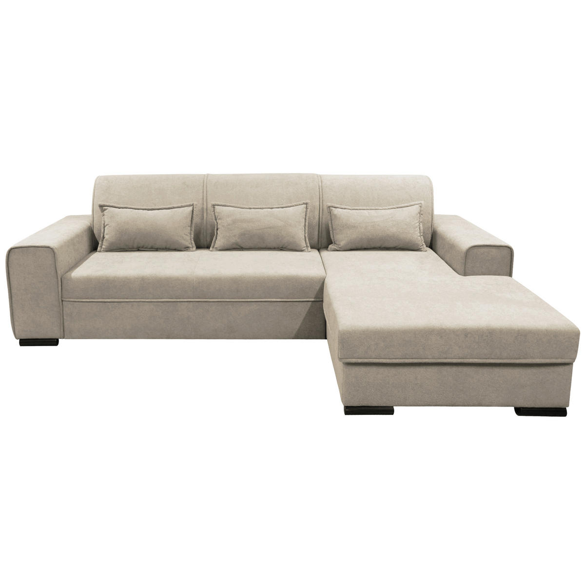 ECKSOFA in Struktur, Bouclé Beige  - Beige/Schwarz, Design, Kunststoff/Textil (270/175cm) - MID.YOU