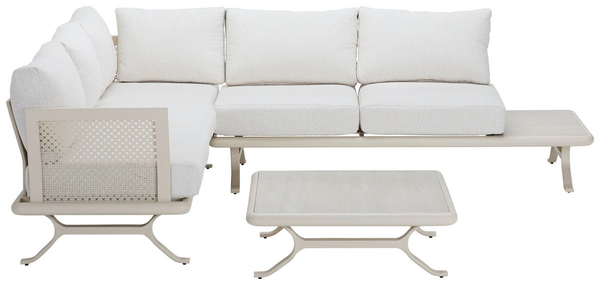 LOUNGEGARNITUR 198/248 cm Aluminium  - Beige/Weiß, Design, Textil/Stein (198/248cm) - Dieter Knoll