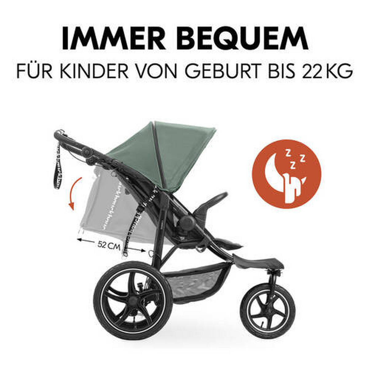 JOGGER Runner 3  - Schwarz/Olivgrün, Basics, Kunststoff/Textil (62/107/116null) - Hauck
