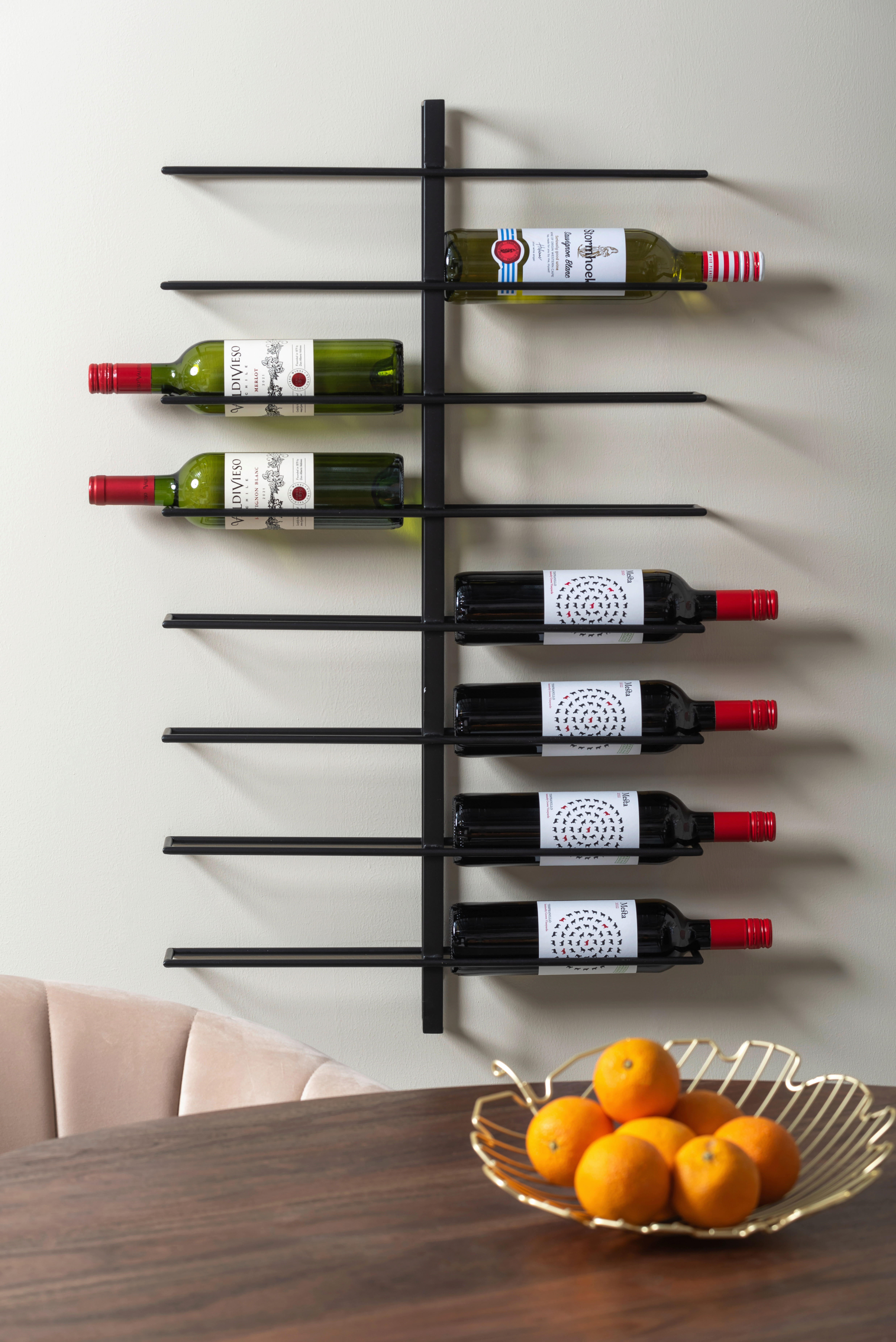WEINREGAL 52/90/9 cm  - Schwarz, Basics, Metall (52/90/9cm) - Present Time