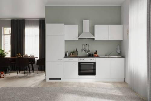 KÜCHENBLOCK 270 cm   in Weiß  - Graubraun/Alufarben, MODERN, Holzwerkstoff/Kunststoff (270cm) - FlexWell