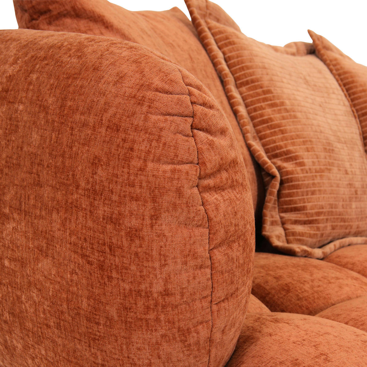 BIGSOFA in Flachgewebe Rostfarben  - Rostfarben/Schwarz, Konventionell, Kunststoff/Textil (264/72/101cm) - Carryhome