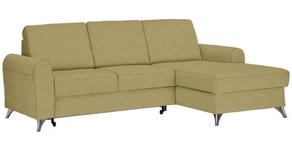 ECKSOFA in Flachgewebe Gelb  - Gelb/Silberfarben, Design, Textil/Metall (244/167cm) - Cantus