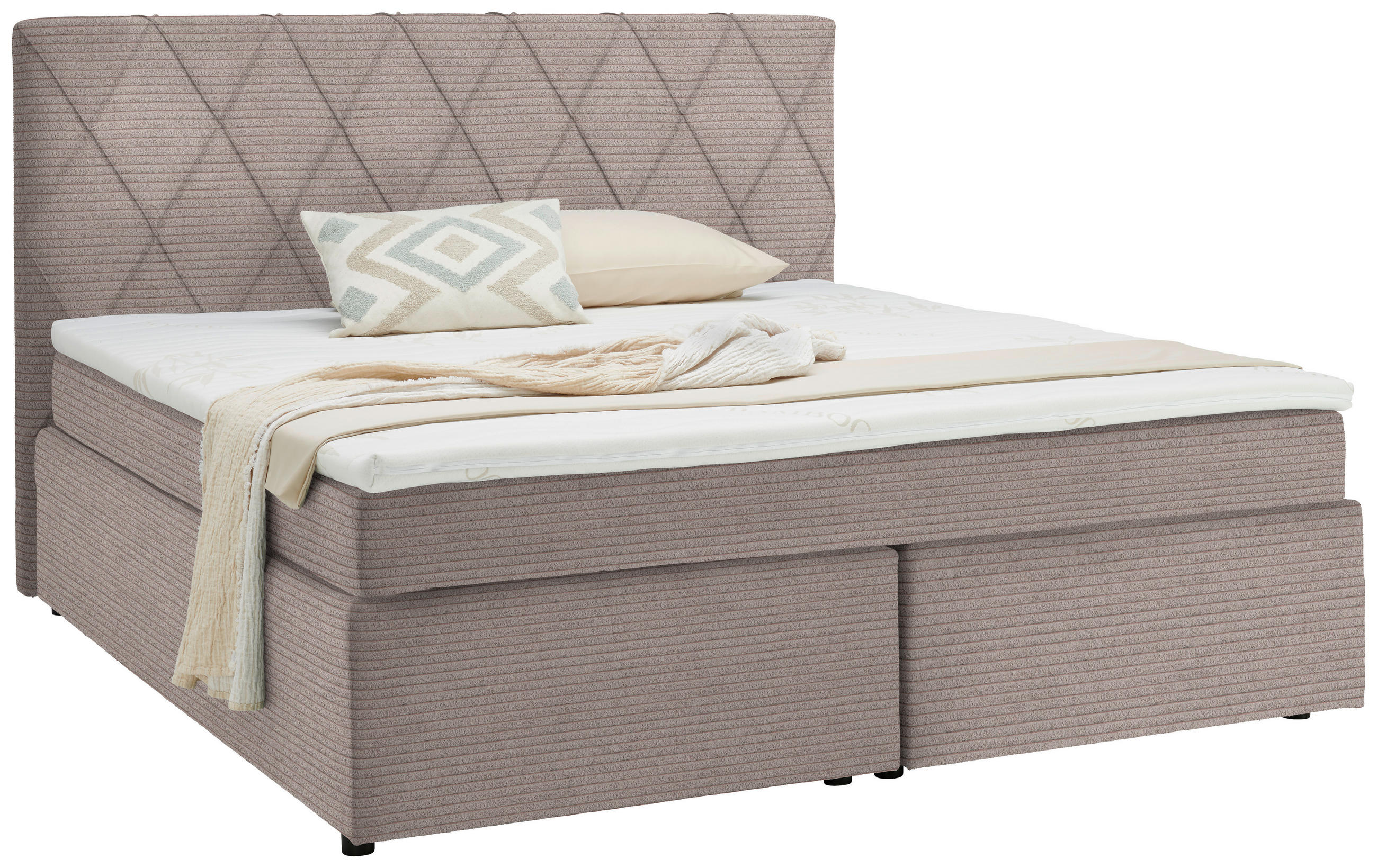 BOXSPRINGBETT 160/200 cm  in Hellrosa  - Hellrosa/Schwarz, Design, Holzwerkstoff/Kunststoff (160/200cm) - Xora