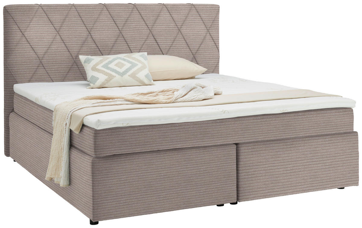 BOXSPRINGBETT 180/200 cm  in Hellrosa  - Hellrosa/Schwarz, Design, Kunststoff/Textil (180/200cm) - Xora