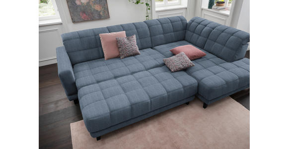 ECKSOFA  in Webstoff Blau  302/216 cm  - Blau/Schwarz, Design, Holz/Textil (302/216cm) - Xora