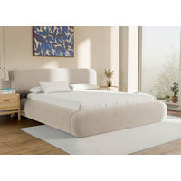 POLSTERBETT 180/200 cm,  in Beige, gepolstertes Kopfteil, Lattenrost, Bettkasten,  - Beige/Schwarz, Design, Holz/Textil (180/200cm) - Chameo