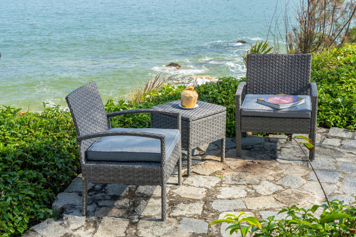 BALKONSET  - Dunkelgrau/Grau, MODERN, Kunststoff/Textil - Ambia Garden