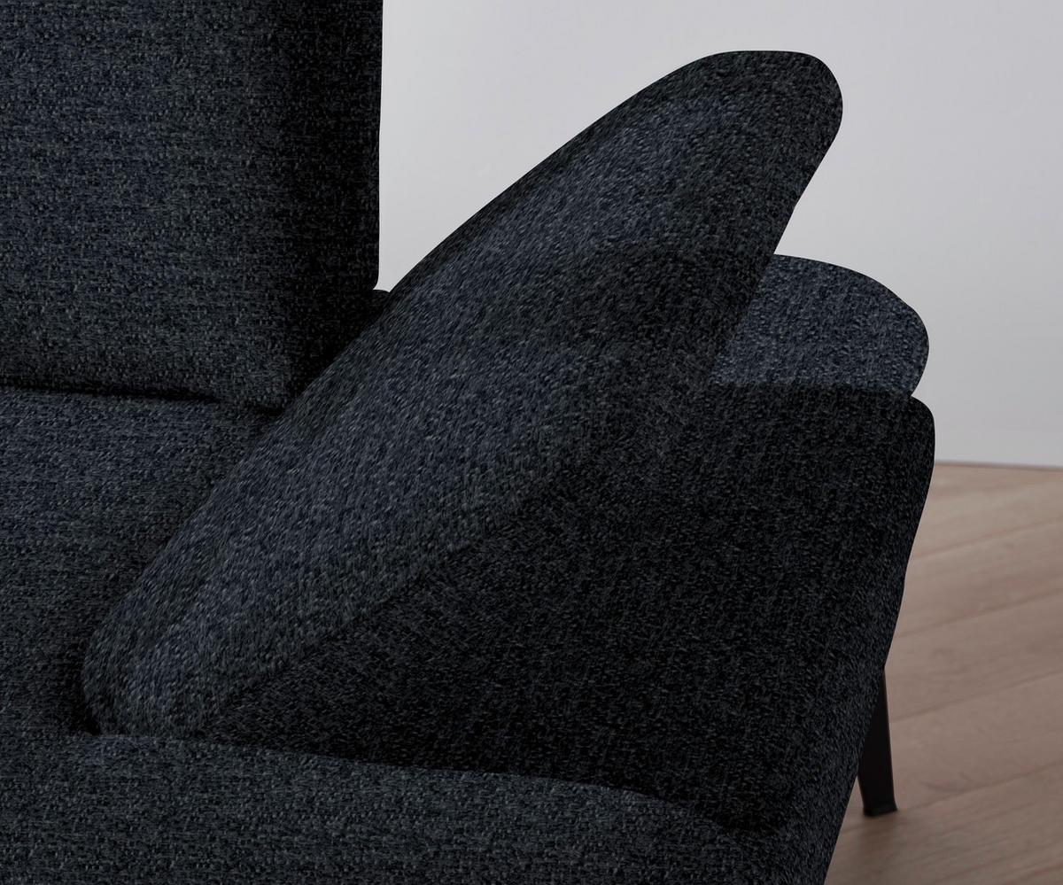 ECKSOFA in Webstoff Anthrazit  - Anthrazit/Schwarz, Design, Textil/Metall (180/289cm) - Stylife