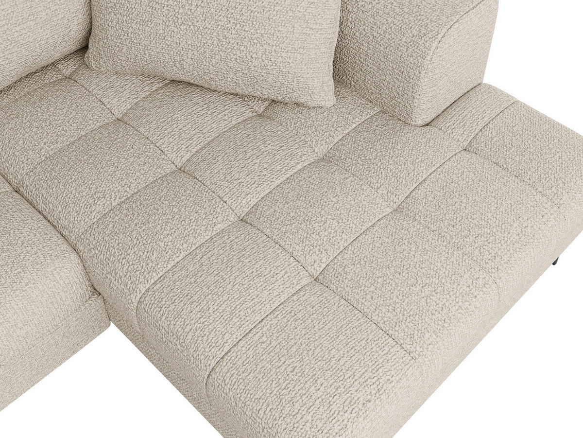 ECKSOFA Beige Struktur, Bouclé  - Beige/Schwarz, Design, Textil (177/276cm) - MID.YOU
