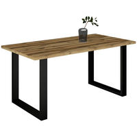 ESSTISCH rechteckig Schwarz, Plankeneiche  - Plankeneiche/Schwarz, MODERN, Holzwerkstoff/Metall (140/90/78cm) - Livetastic