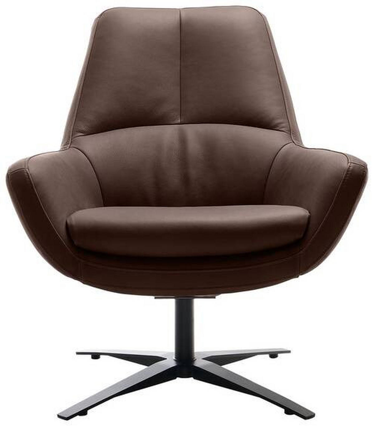 SESSEL in Echtleder Braun  - Schwarz/Braun, Modern, Leder/Metall (81/92/83cm) - Trendmanufaktur