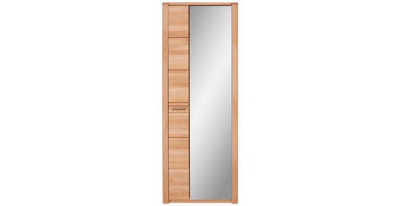 GARDEROBENSCHRANK  in 74/201/40 cm  - Edelstahlfarben/Buchefarben, Natur, Glas/Holz (74/201/40cm) - Linea Natura