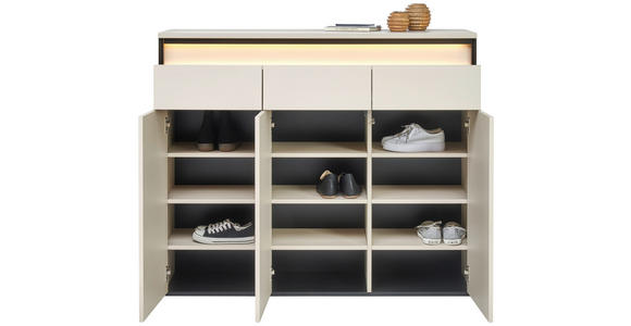 SCHUHSCHRANK  in 130/106/38 cm  - Kaschmir/Schwarz, KONVENTIONELL, Holzwerkstoff (130/106/38cm) - Voleo