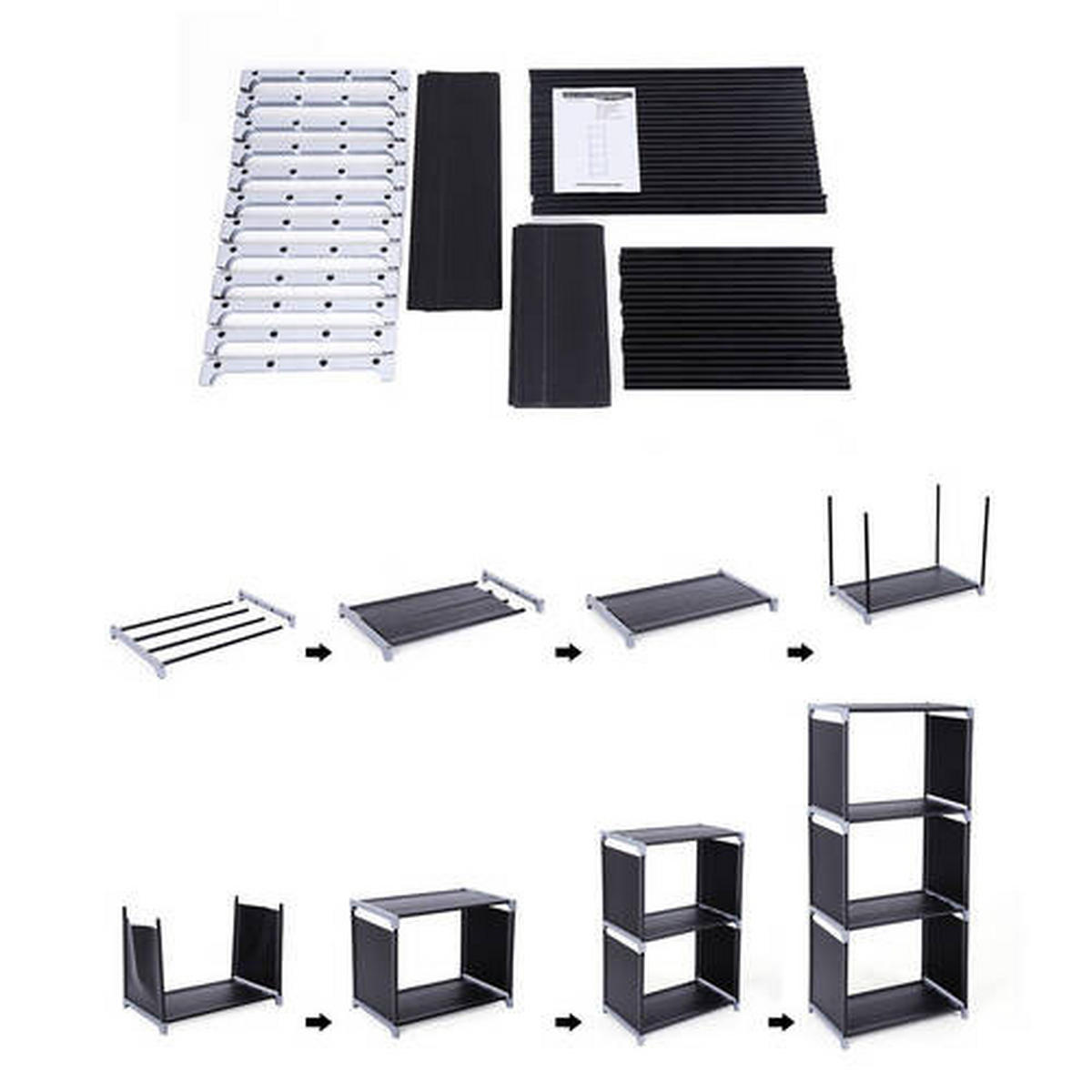 REGALKOMBINATION - Schwarz, Basics, Kunststoff/Textil (50/180/30cm) - Boxxx
