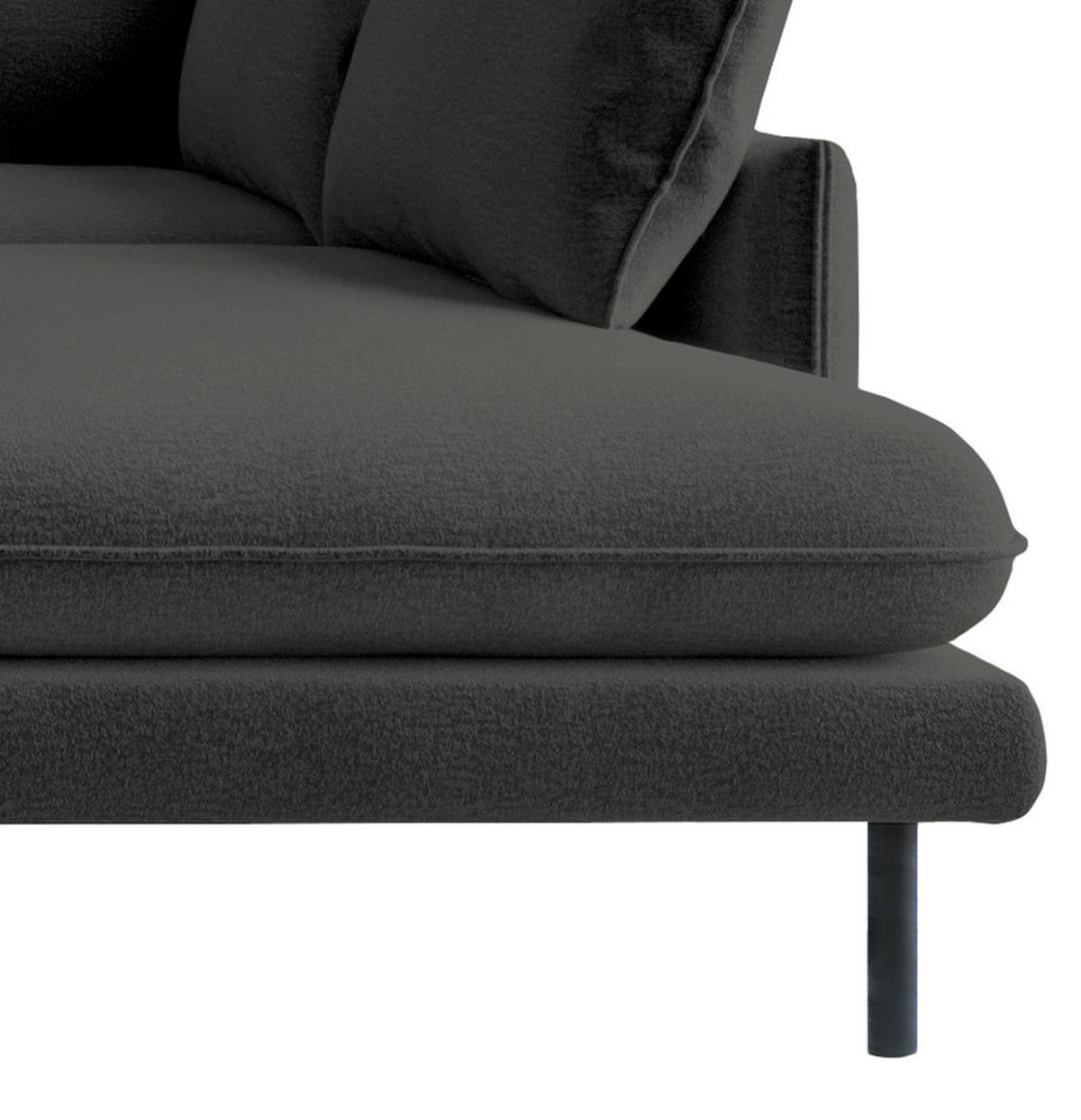 ECKSOFA in Flachgewebe Dunkelgrau  - Dunkelgrau/Schwarz, Design, Textil/Metall (267/204cm) - Livetastic