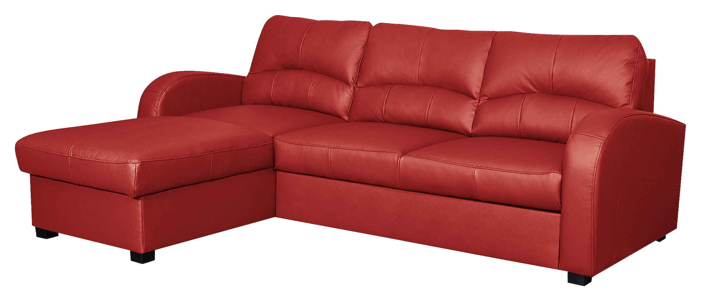 ECKSOFA in Lederlook Echtleder Rot  - Rot/Schwarz, Design, Leder/Kunststoff (168/227cm) - Livetastic