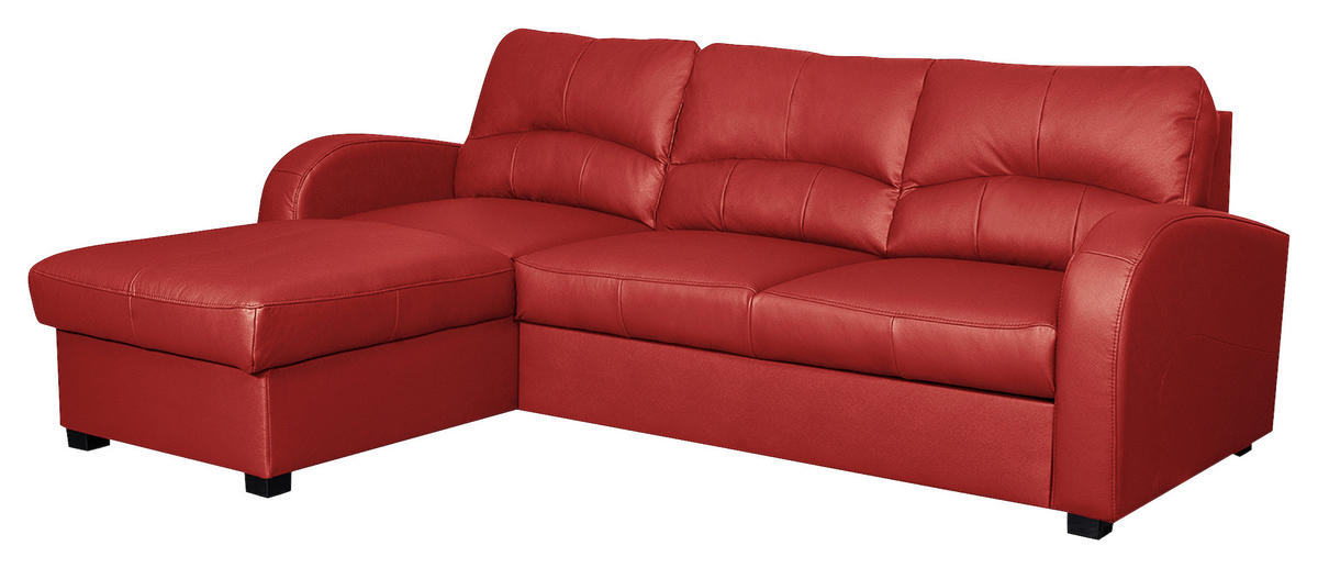 ECKSOFA in Lederlook Echtleder Rot  - Rot/Schwarz, Design, Leder/Kunststoff (168/227cm) - Livetastic
